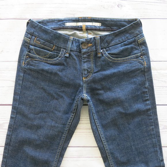 TopShop Moto Eva Cotton Blend Dark Wash Boot Cut Denim Jeans - Size US 6 UK 10 - Picture 3 of 7